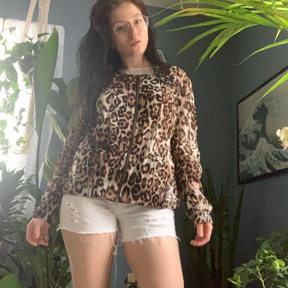 Y2K sheer leopard zip up jacket - Picture 2 of 4